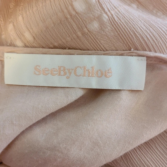 See By Chloe Ruffle Tie Neck Mini Smoky Pink Mini Dress - Picture 10 of 11